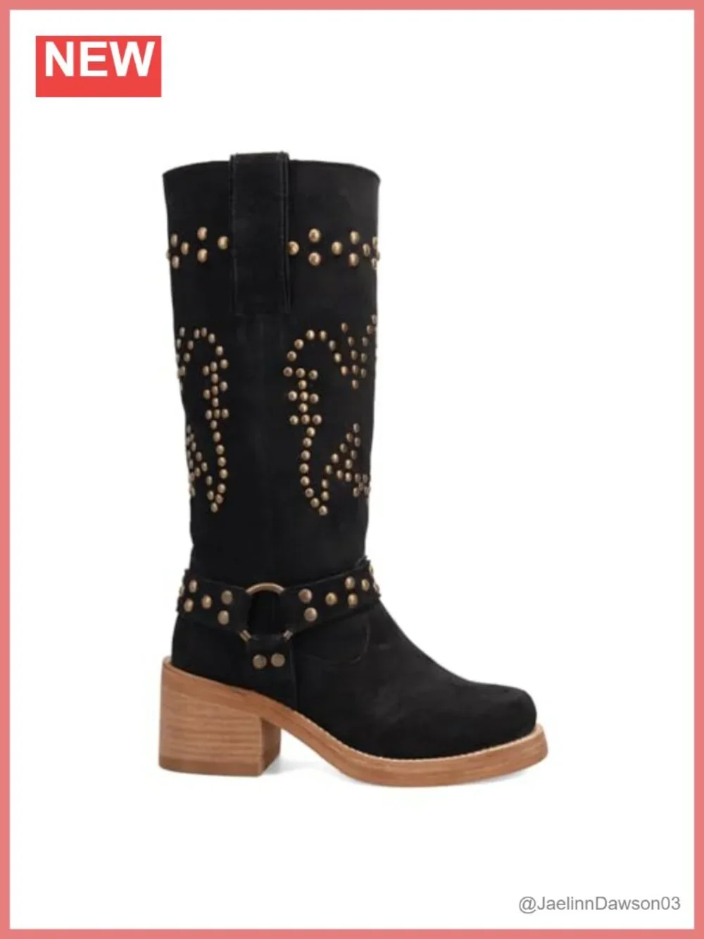 Dingo Troubadour Studded Round Toe Pull On Casual Boots Over the Knee Mid Heel